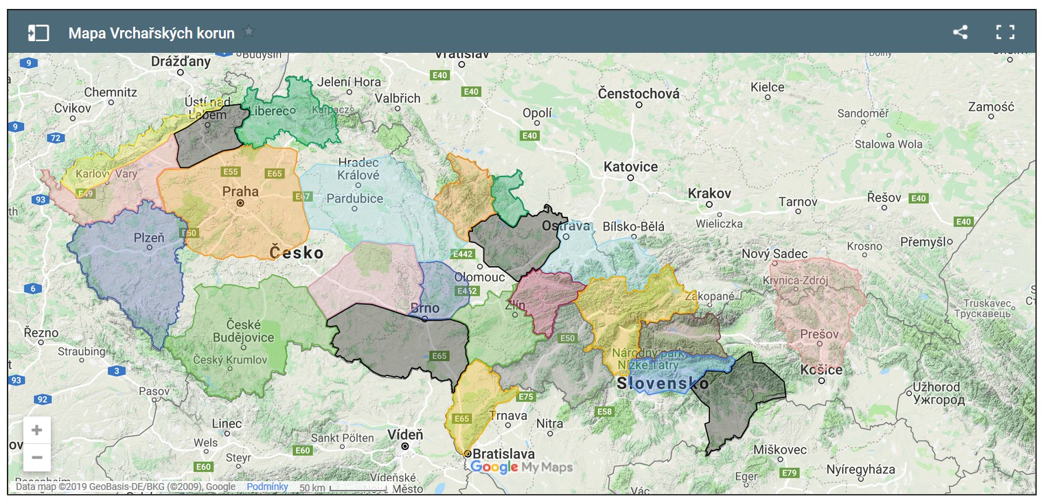 mapa vrchařských korun